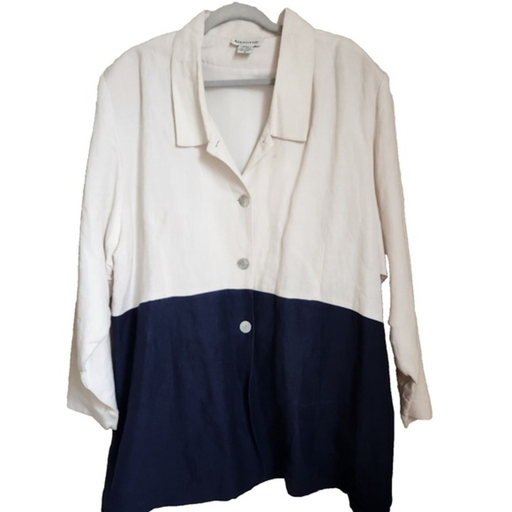 Vintage Augustus Linen Blazer Jacket Women Size 20 Lagenlook Colorblock